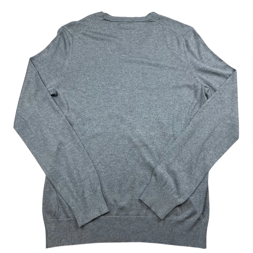 Banana Republic Luxury Blend Gray V-Neck Sweater Silk‎ Cotton Cashmere Mens L/T
